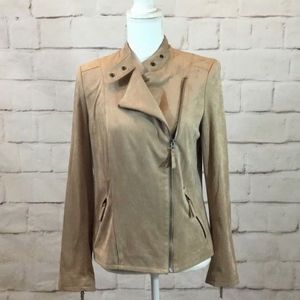 Adrienne Vittadini Faux Suede Motorcycle Jacket